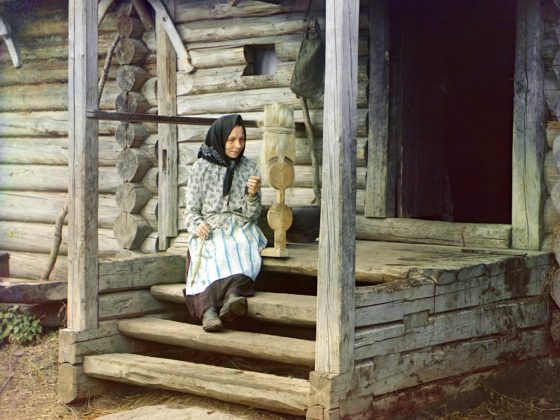 russian woman spinning yarn izvedovo village by sergei prokudin gorskii 1910